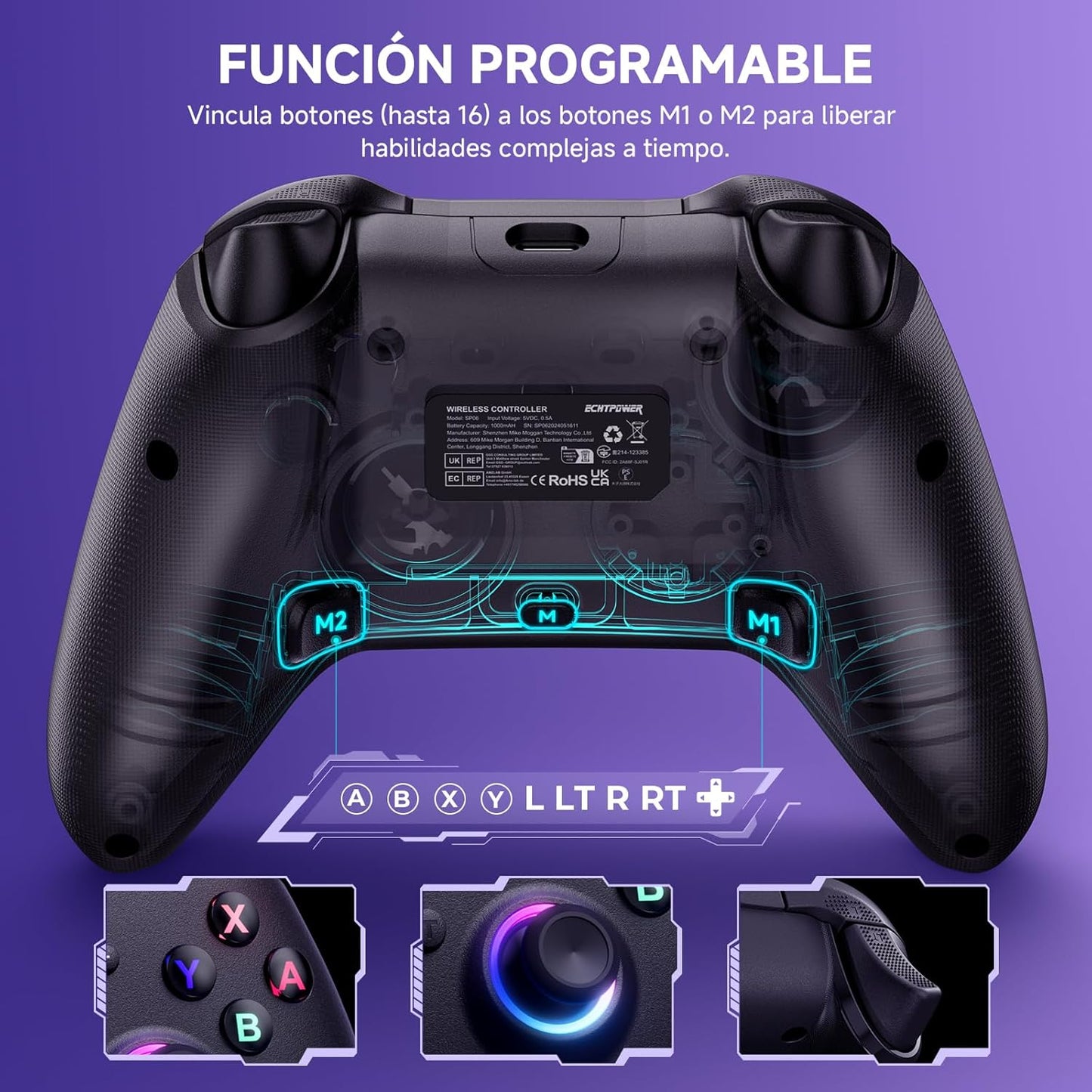 Mando Para Switch/ Switch 2 2025, Mando Inalámbrico Con Gatillos De Recorrido, Batería 1000Mah, LED Rgb/Gyro Axis/Turbo/Vibración/ Botones Programables, Mando Pro Para Switch/Pc/Android/Ios