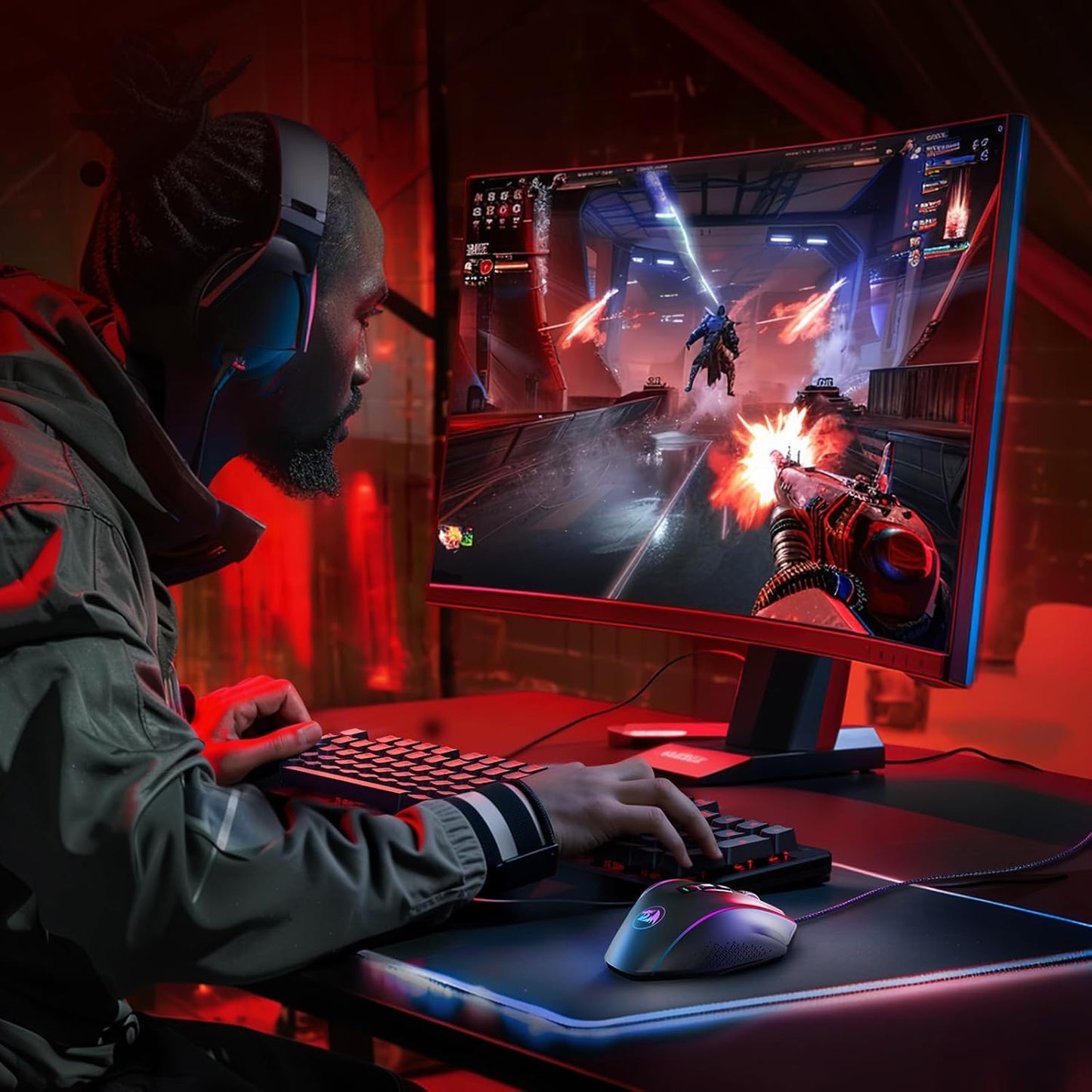 Ratón para juegos, ratón MMO para juegos de hasta 12400 DPI, 19 botones macro programables, ratón RGB con 12 botones laterales, M901K