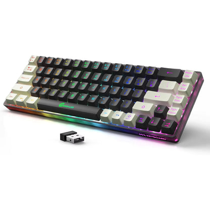 2.4G Wireless Gaming Keyboard Rechargeable Backlit Gaming Keyboard 68 Keys English/Spanish Layout Keyboard for PC