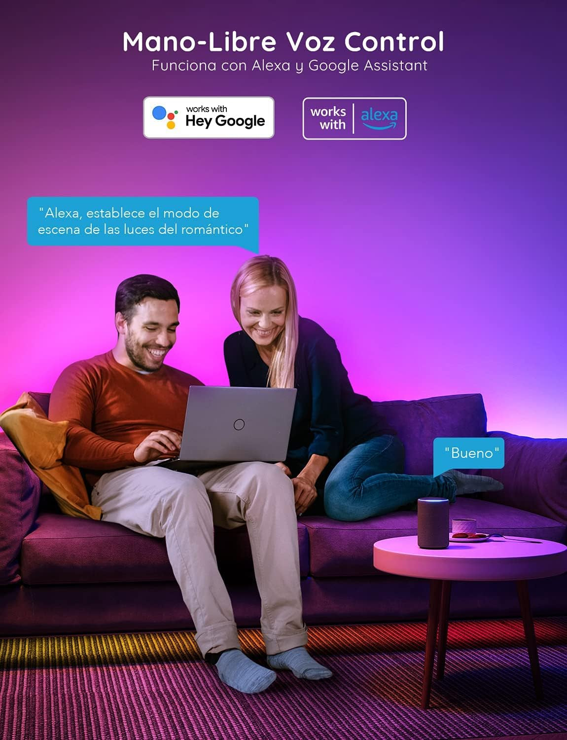 Govee Tiras LED Wifi 5M, Luces LED RGBIC Con Control Por Alexa, Google Assistant Y App, Inteligente Control Segmentado, DIY, Sincronización De Música