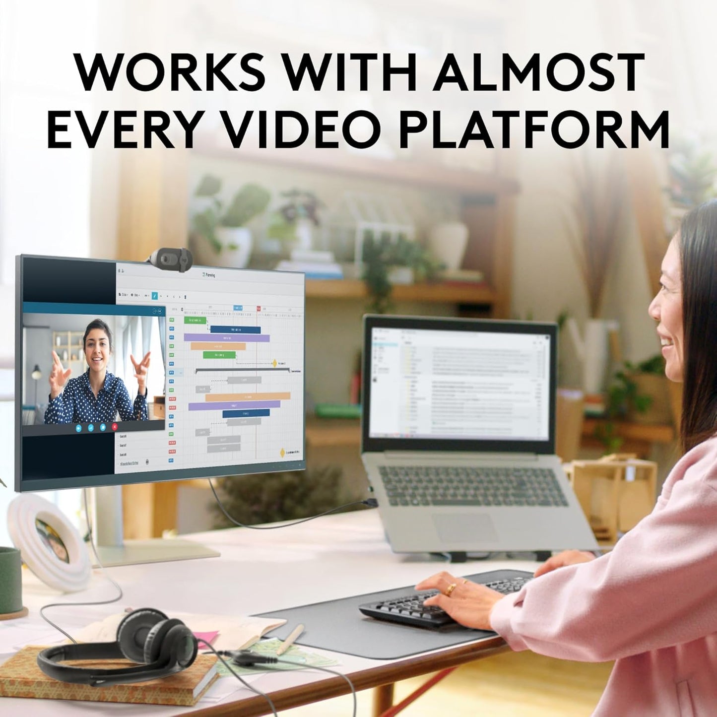 Cámara Web Brio 101 Full HD 1080P para Reuniones, Streaming, Escritorio, Portátil y PC – Micrófono Integrado, Obturador de Privacidad, Compatible con Zoom, Microsoft Teams y el Nuevo Modo Gamechat, USB-A