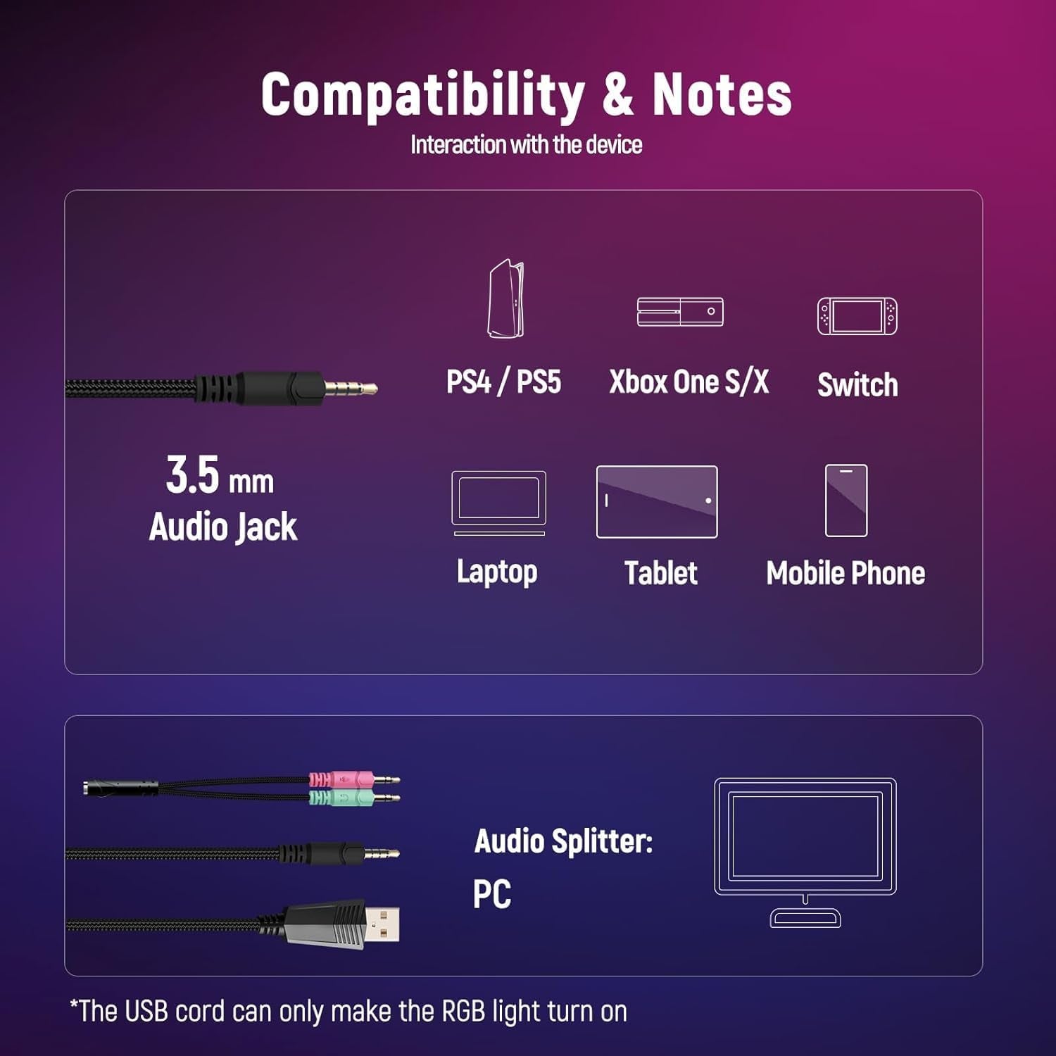 Auriculares Gaming con sonido envolvente 7.1, micrófono con cancelación de ruido y luz LED