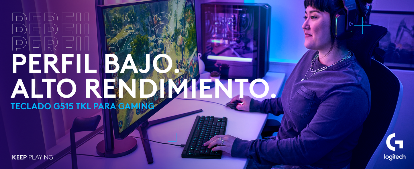 Logitech G515 TKL Teclado Con Cable RGB Totalmente Personalizable, Teclas PBT De Doble Moldeado Negro