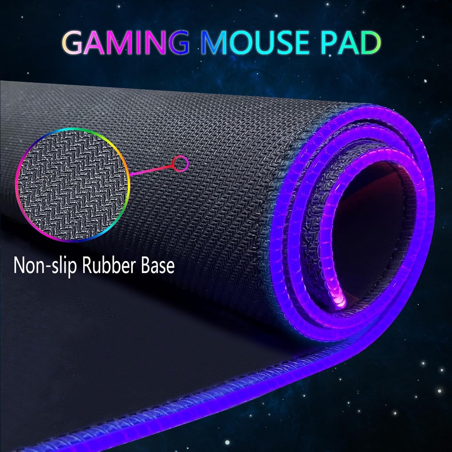 Alfombrilla de ratón RGB para juegos, grande, con luz LED, para teclado, accesorios de escritorio, base de goma antideslizante, 80 x 30 cm
