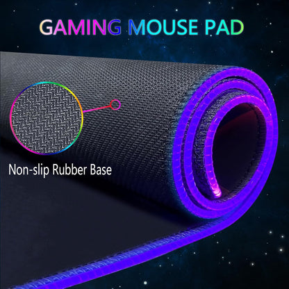 Alfombrilla de ratón RGB para juegos, grande, con luz LED, para teclado, accesorios de escritorio, base de goma antideslizante, 80 x 30 cm