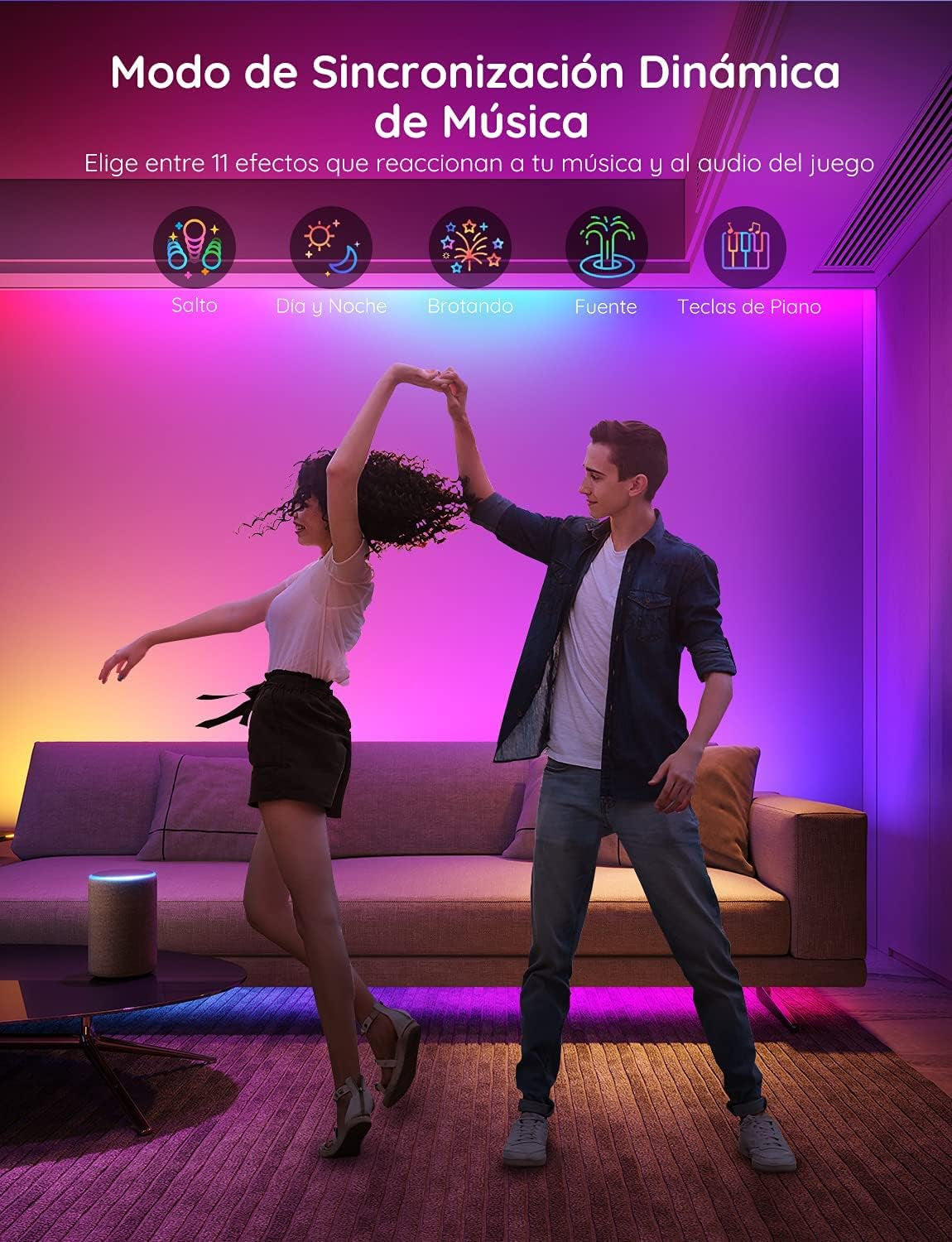 Govee Tiras LED Wifi 5M, Luces LED RGBIC Con Control Por Alexa, Google Assistant Y App, Inteligente Control Segmentado, DIY, Sincronización De Música