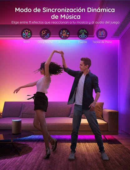 Govee Tiras LED Wifi 5M, Luces LED RGBIC Con Control Por Alexa, Google Assistant Y App, Inteligente Control Segmentado, DIY, Sincronización De Música