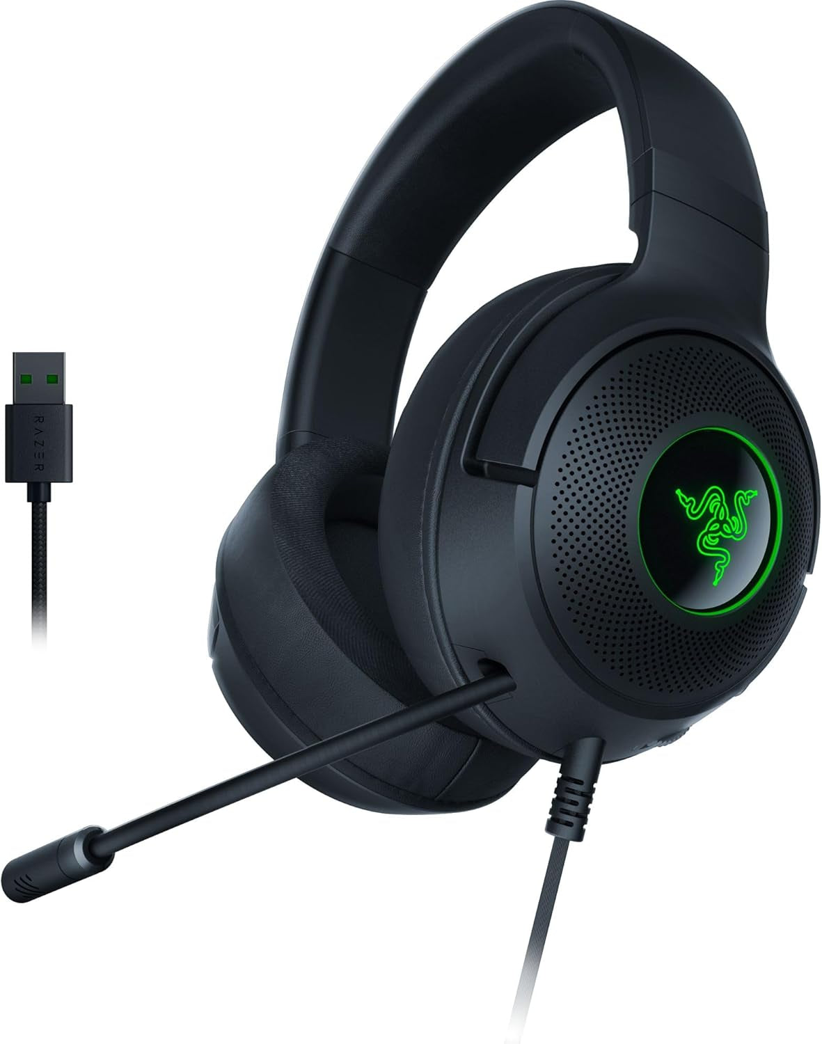 Auriculares para juegos USB con cable Kraken V3 X: Diseño ligero, controladores Triforce de 40 mm, micrófono cardioide hiperclaro, sonido envolvente 7.1 Surround Sound