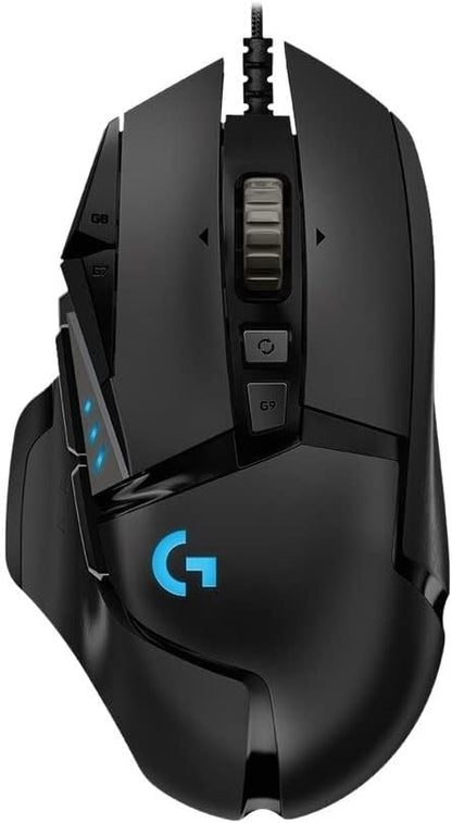 Logitech G G502 HERO Ratón Gaming Con Cable Alto Rendimiento, Captor HERO 25K, 25,600 DPI, RGB, Peso Personalizable, 11 Botones Programables, Memoria Integrada