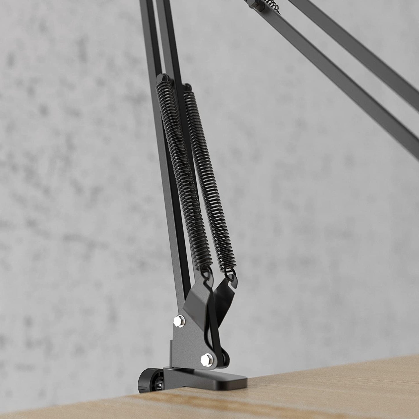 Brazo de micrófono de tijera con suspensión y abrazadera resistente, adaptador de 3/8" a 5/8"