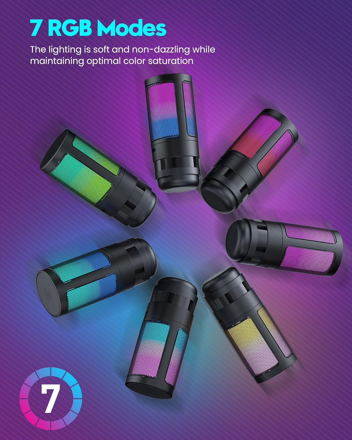 Micrófono para Gaming, Micrófono USB para PC para Podcasts y Videos, Streaming, Micrófono de Condensador con Silencio Rápido, Soporte de Trípode, Filtro Anti-Pop, Indicador RGB, Montaje Antivibración, Botón de Ganancia Giratorio