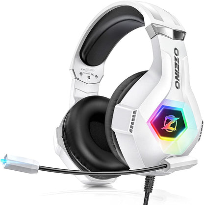 Auriculares Gaming con sonido envolvente 7.1, micrófono con cancelación de ruido y luz LED