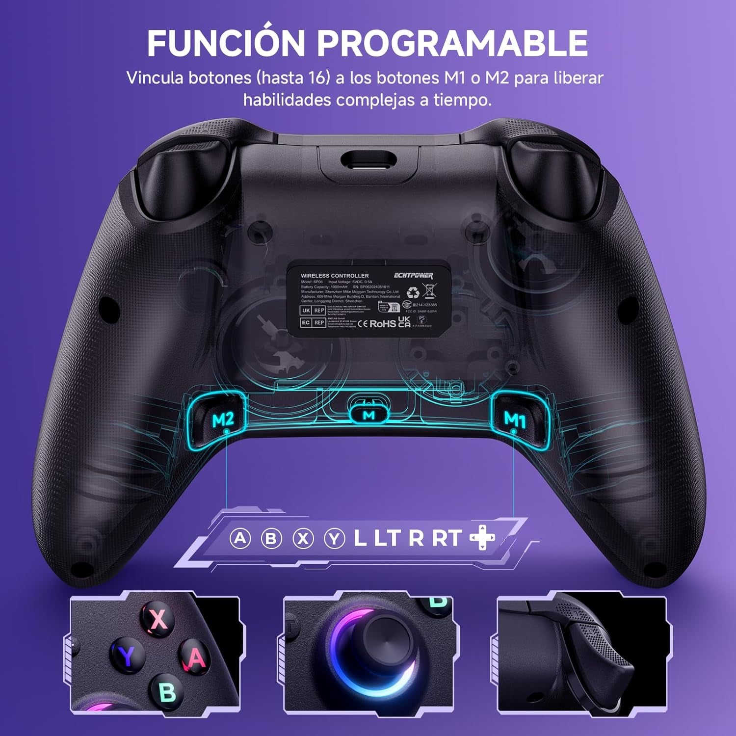 Mando Para Switch/ Switch 2 2025, Mando Inalámbrico Con Gatillos De Recorrido, Batería 1000Mah, LED Rgb/Gyro Axis/Turbo/Vibración/ Botones Programables, Mando Pro Para Switch/Pc/Android/Ios