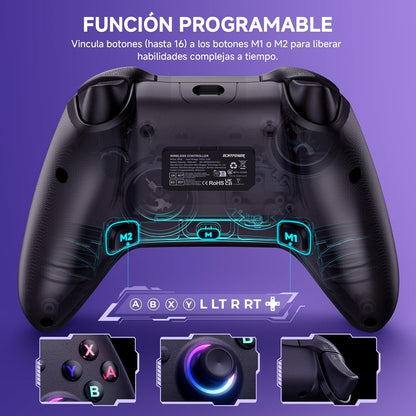 Mando Para Switch/ Switch 2 2025, Mando Inalámbrico Con Gatillos De Recorrido, Batería 1000Mah, LED Rgb/Gyro Axis/Turbo/Vibración/ Botones Programables, Mando Pro Para Switch/Pc/Android/Ios