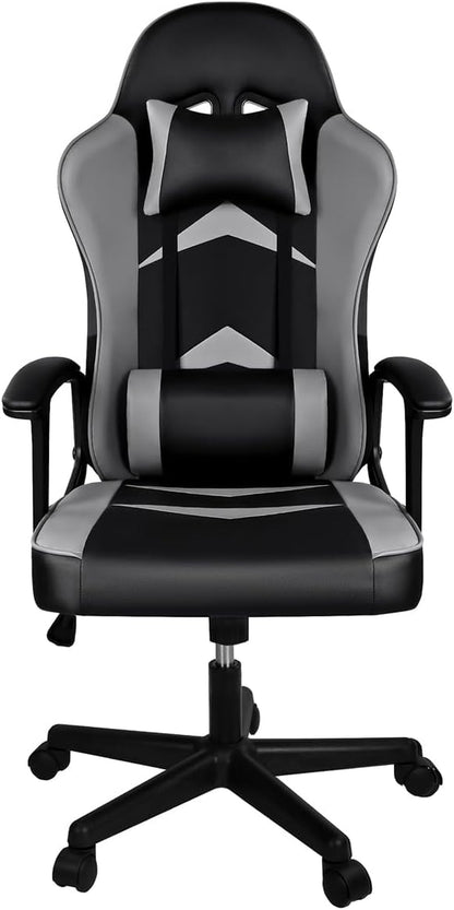 Silla Gaming Ergonómica Reclinable Con Cojín Lumbar Y Cervical | Respaldo Alto Acolchado | Altura Ajustable | Ruedas Giratorias 360° Y Reposabrazos 