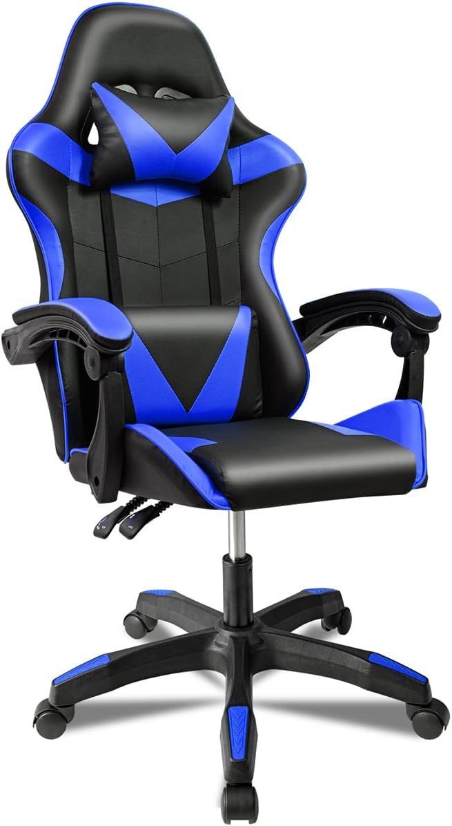 Silla Gaming Ergonómica Reclinable Con Cojín Lumbar Y Cervical | Altura Ajustable, Reposabrazos Acolchados