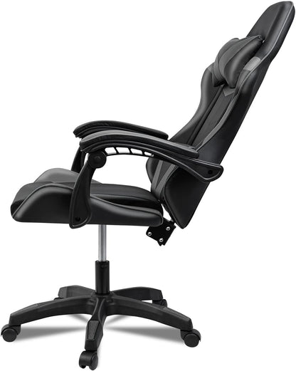 Silla Gaming Ergonómica Reclinable Con Cojín Lumbar Y Cervical | Altura Ajustable, Reposabrazos Acolchados