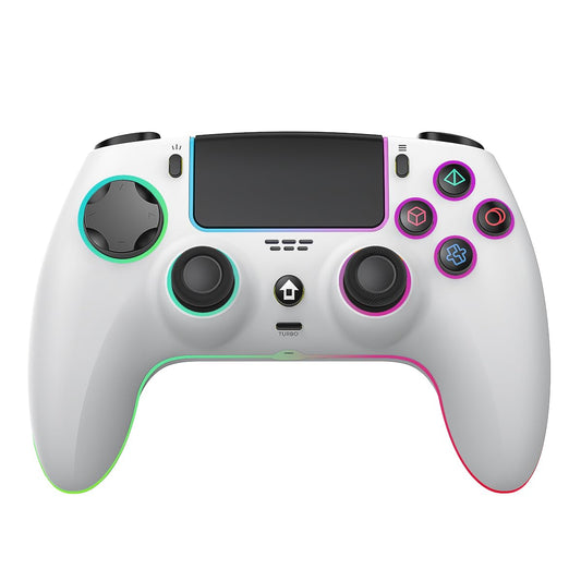 Mando inalámbrico compatible con PS5/Pro/PC/Mac/Ios/Android 10/Steam Deck, con iluminación RGB de 7 colores, doble vibración, turbo, programable, conector para auriculares, sensor giroscópico de 6 ejes y batería de 1500 mAh.