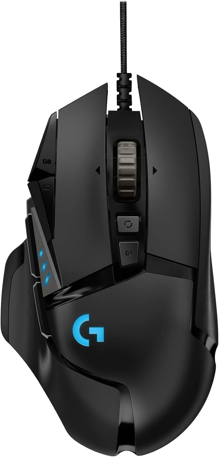 Logitech G G502 HERO Ratón Gaming Con Cable Alto Rendimiento, Captor HERO 25K, 25,600 DPI, RGB, Peso Personalizable, 11 Botones Programables, Memoria Integrada