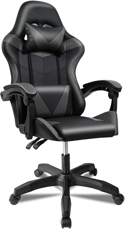 Silla Gaming Ergonómica Reclinable Con Cojín Lumbar Y Cervical | Altura Ajustable, Reposabrazos Acolchados