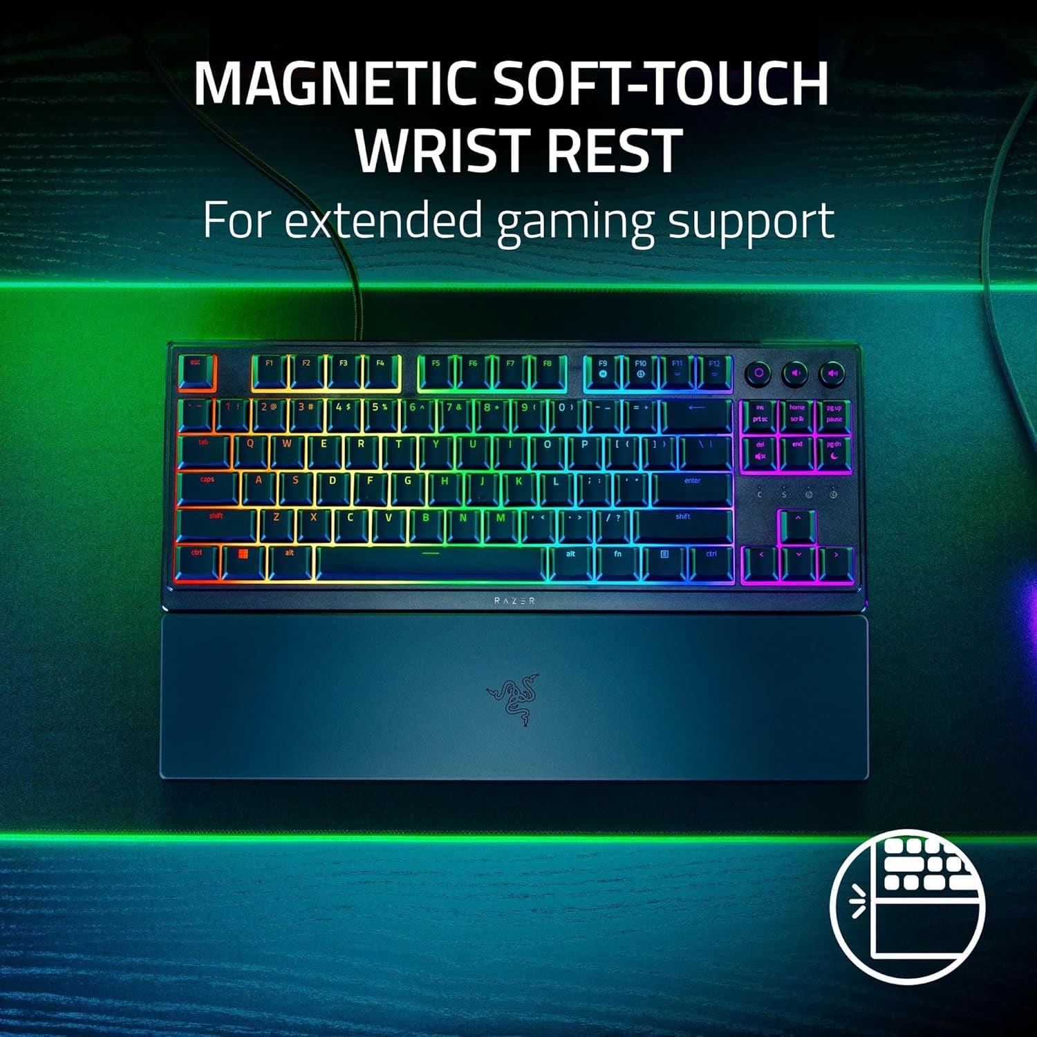 Teclado Razer Ornata V3 TKL: Teclas de perfil bajo, interruptores de membrana mecánicos, teclas con revestimiento UV