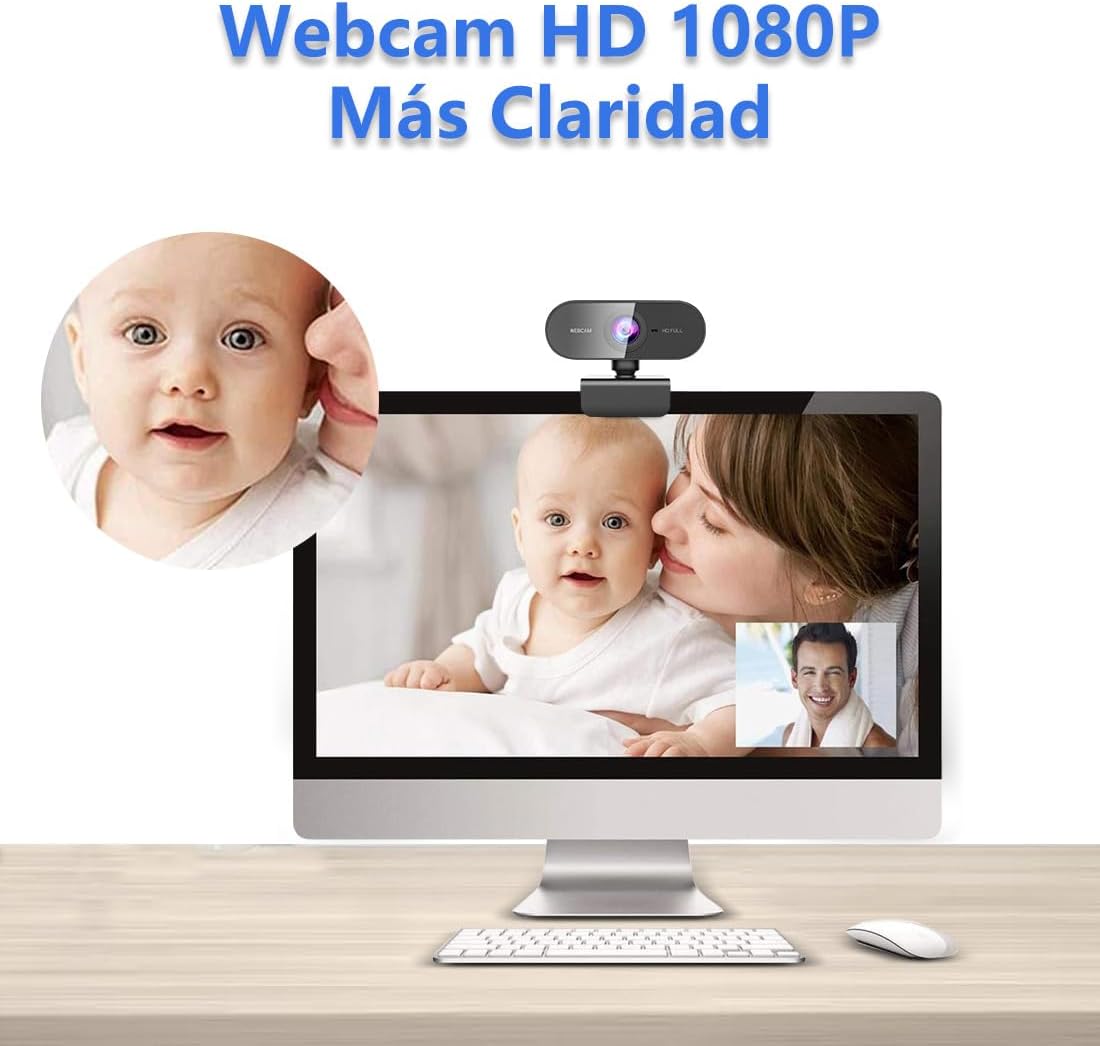Webcam Con Microfono-Web CAM 1080P HD Autofocus,Camara Webcam Para Pc/Portátil,Camara USB Plug and Play