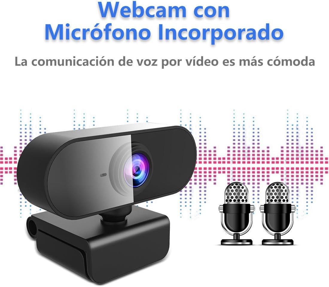 Webcam Con Microfono-Web CAM 1080P HD Autofocus,Camara Webcam Para Pc/Portátil,Camara USB Plug and Play