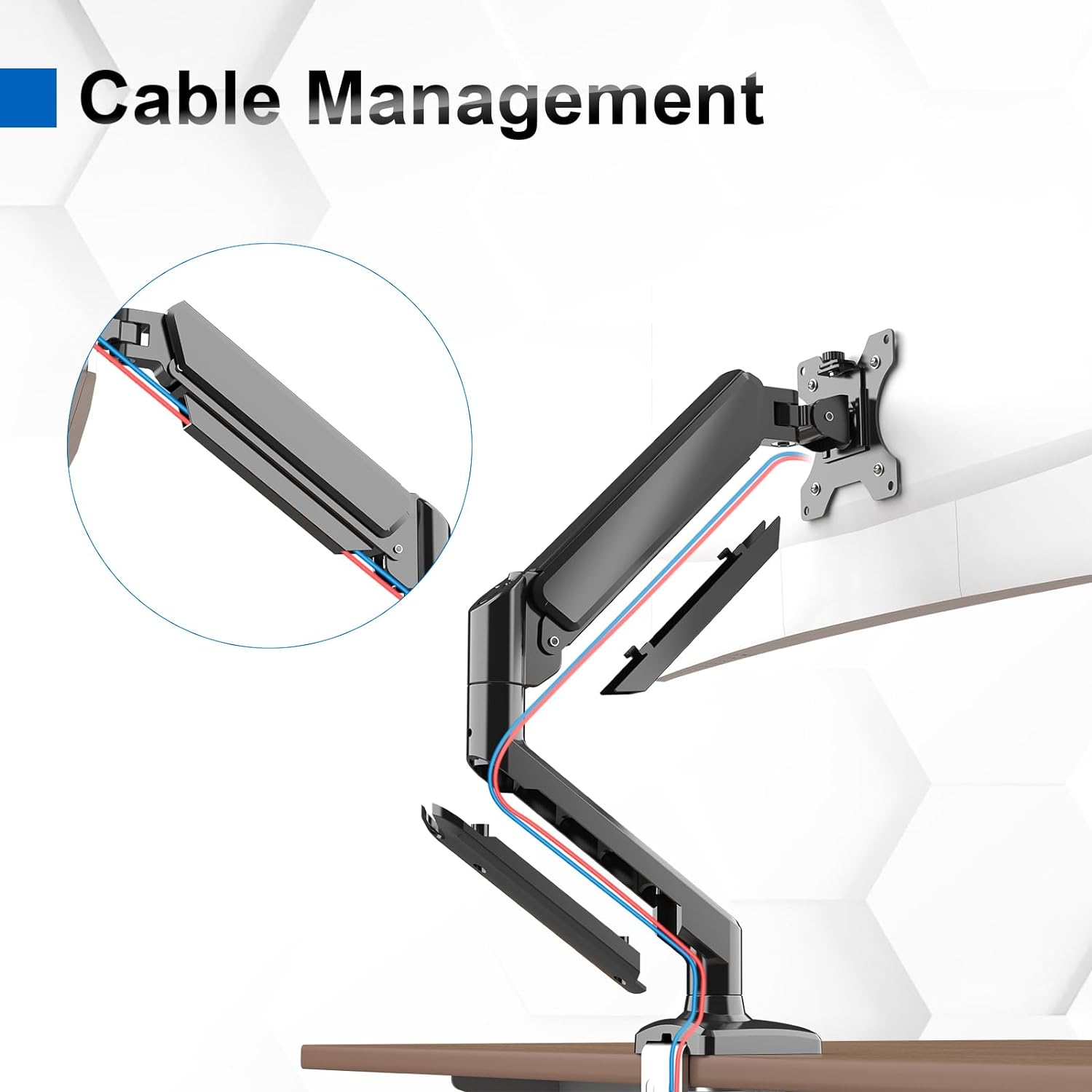 GRIFEMA GB2003-1 Soporte De Monitor Con Resorte De Gas Para Pantalla De Computadora De 13-32 Pulgadas, Altura Ajustable, VESA 75X75/100X100, Peso 2-9 Kg, Negro