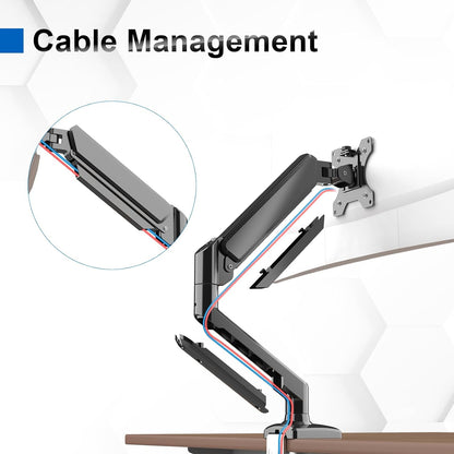 GRIFEMA GB2003-1 Soporte De Monitor Con Resorte De Gas Para Pantalla De Computadora De 13-32 Pulgadas, Altura Ajustable, VESA 75X75/100X100, Peso 2-9 Kg, Negro