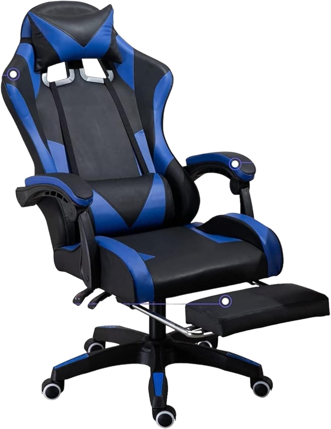 Mi Ko Mi Ka Silla Gaming Para Escritorio, Oficina Y Juegos Online Giratoria. Silla Cómoda De Altura Ajustable Para Gaming Ergonómica, De Piel Sintética (SILLA-GAMING-813-NEGRO)