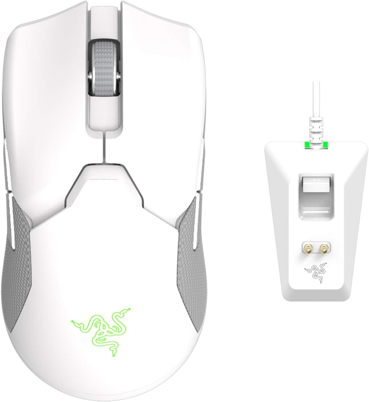 Viper Ultimate Lightweight Wireless Gaming Mouse & RGB Charging Dock: Hyperspeed Wireless Technology - 20K DPI Optical Sensor - 74G Lightweight - 70 Hr Battery - Mercury White