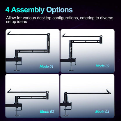 Micrófono Boom Arm, Brazo De Mic De Bajo Perfil, Soporte De Miro Para Podcastin, Streaming, Totalmente Ajustable 360 ° Giratorio 90 ° Plegable Para Blue Yeti