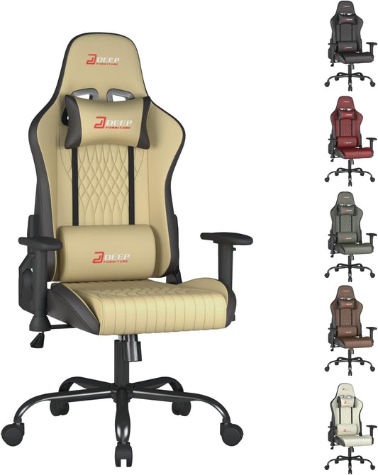 Silla de Gaming E-Sports, Asiento de Coche Deportivo, Material de PU, Espuma Moldeada, Cómoda y Segura