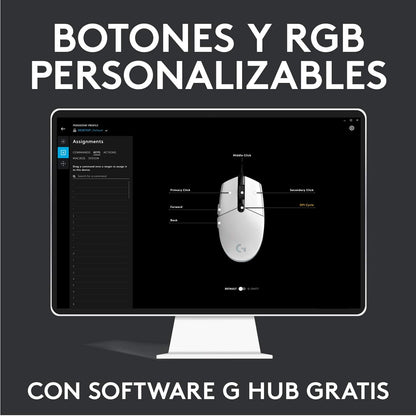 Logitech G203 Ratón USB Gaming Con Iluminación Personalizable, 6 Botones Programables, Captor 8K Para Gaming, Seguimiento De Hasta 8,000 DPI, Ultra-Ligero - Negro