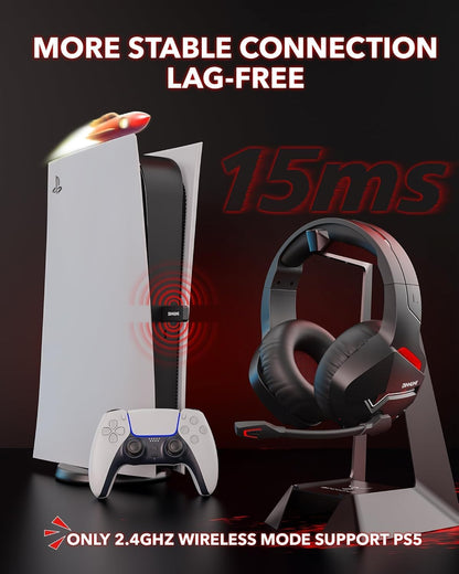 Auriculares inalámbricos de 2,4 GHz, batería ultralarga de 120 h, Bluetooth 5.3, supraaurales, micrófono con cancelión de ruido