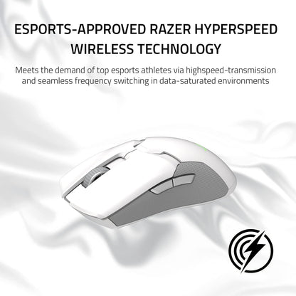 Viper Ultimate Lightweight Wireless Gaming Mouse & RGB Charging Dock: Hyperspeed Wireless Technology - 20K DPI Optical Sensor - 74G Lightweight - 70 Hr Battery - Mercury White