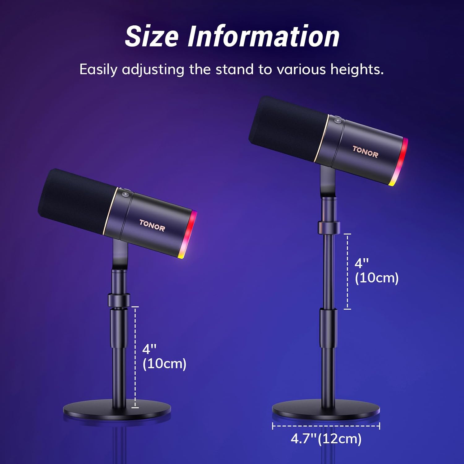 Micrófono Gaming XLR/USB, Micrófono Dinámico para Grabación de Podcasts y Streaming con Luz RGB, Botón de Silencio, Conector para Auriculares, Monitoreo, Soporte de Escritorio, Micrófono Vocal Metálico