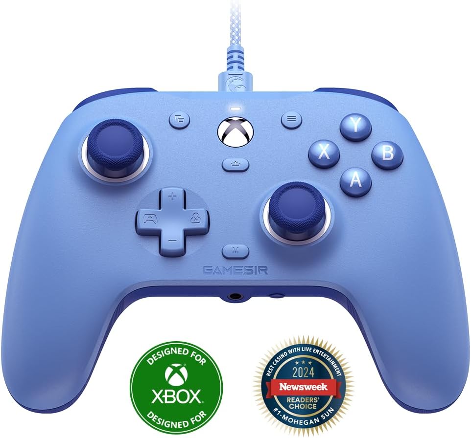 Mando Con Cable Para Xbox Series X|S, Xbox One & Windows 10/11, Plug and Play Gamepad Para Juegos Con Joysticks De Efecto Hall, Conector De Audio De 3,5 Mm (Azul)