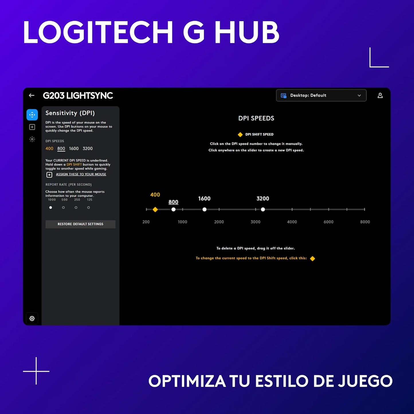 Logitech G203 Ratón USB Gaming Con Iluminación Personalizable, 6 Botones Programables, Captor 8K Para Gaming, Seguimiento De Hasta 8,000 DPI, Ultra-Ligero - Negro