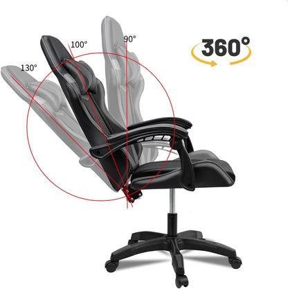 Silla Gaming Ergonómica Reclinable Con Cojín Lumbar Y Cervical | Altura Ajustable, Reposabrazos Acolchados