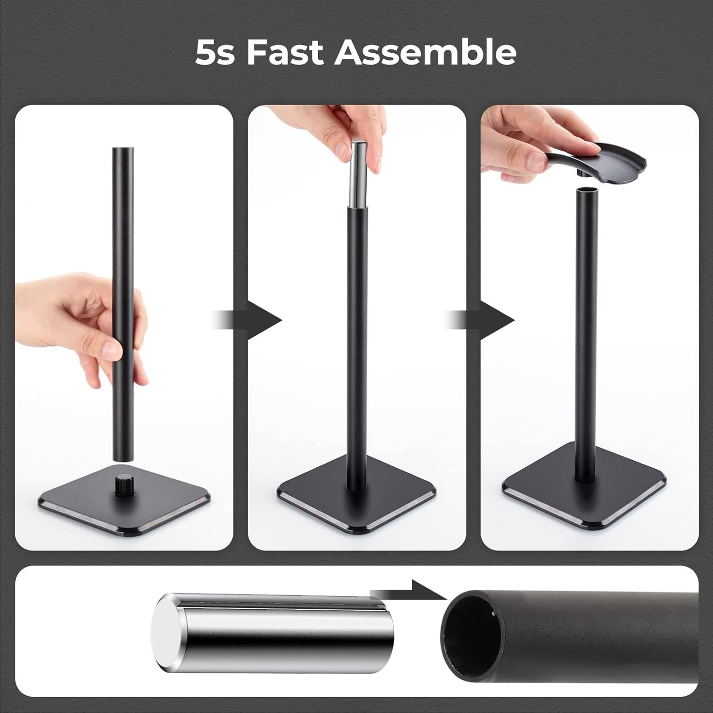 Alyvisun Soporte Auriculares [Base Pesada Y Altura Más Alta] Soporte De Cascos Ganchos Para Todos Los Auriculares