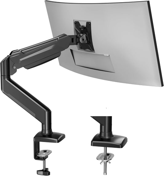 BONTEC Soporte Monitor 13-32" Con Inclinación, Giro Y Rotación 360°, Brazo Monitor Ergonómico Con Resorte De Gas, VESA 75/100 Mm, Hasta 9 Kg, Montaje Con Abrazadera Y Ojal
