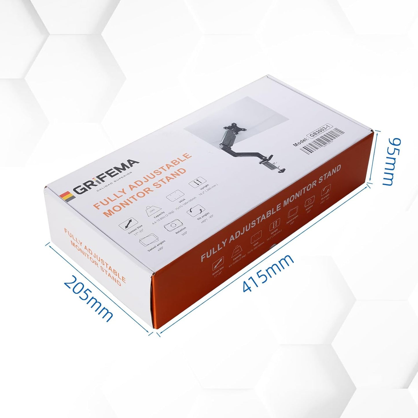 GRIFEMA GB2003-1 Soporte De Monitor Con Resorte De Gas Para Pantalla De Computadora De 13-32 Pulgadas, Altura Ajustable, VESA 75X75/100X100, Peso 2-9 Kg, Negro