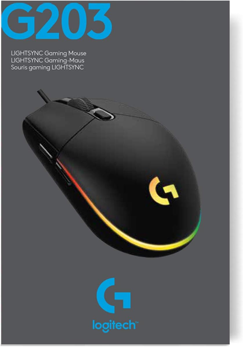 Logitech G203 Ratón USB Gaming Con Iluminación Personalizable, 6 Botones Programables, Captor 8K Para Gaming, Seguimiento De Hasta 8,000 DPI, Ultra-Ligero - Negro