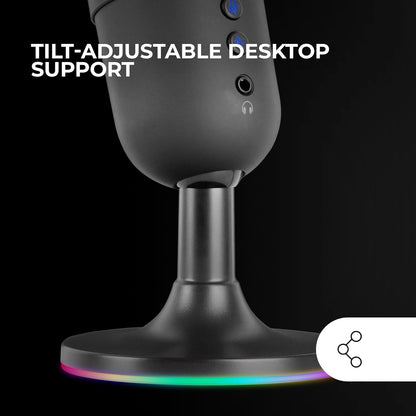 Mars Gaming MMIC-CX, Micrófono Profesional,Compacto ARGB, Sonido De Alta Definición, Cancelación Ruido ENC, Botón Mute, USB Plug&Play, Jack 3.5Mm