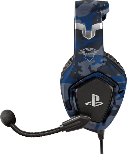 Gxtrust 488, PS4 Y PS5 Auriculares Gaming Licencia Oficial Para Playstation, Micrófono Plegable, Altavoces Activos De 50 Mm, Cable Trenzado De Nailon 1.2 M, Azul