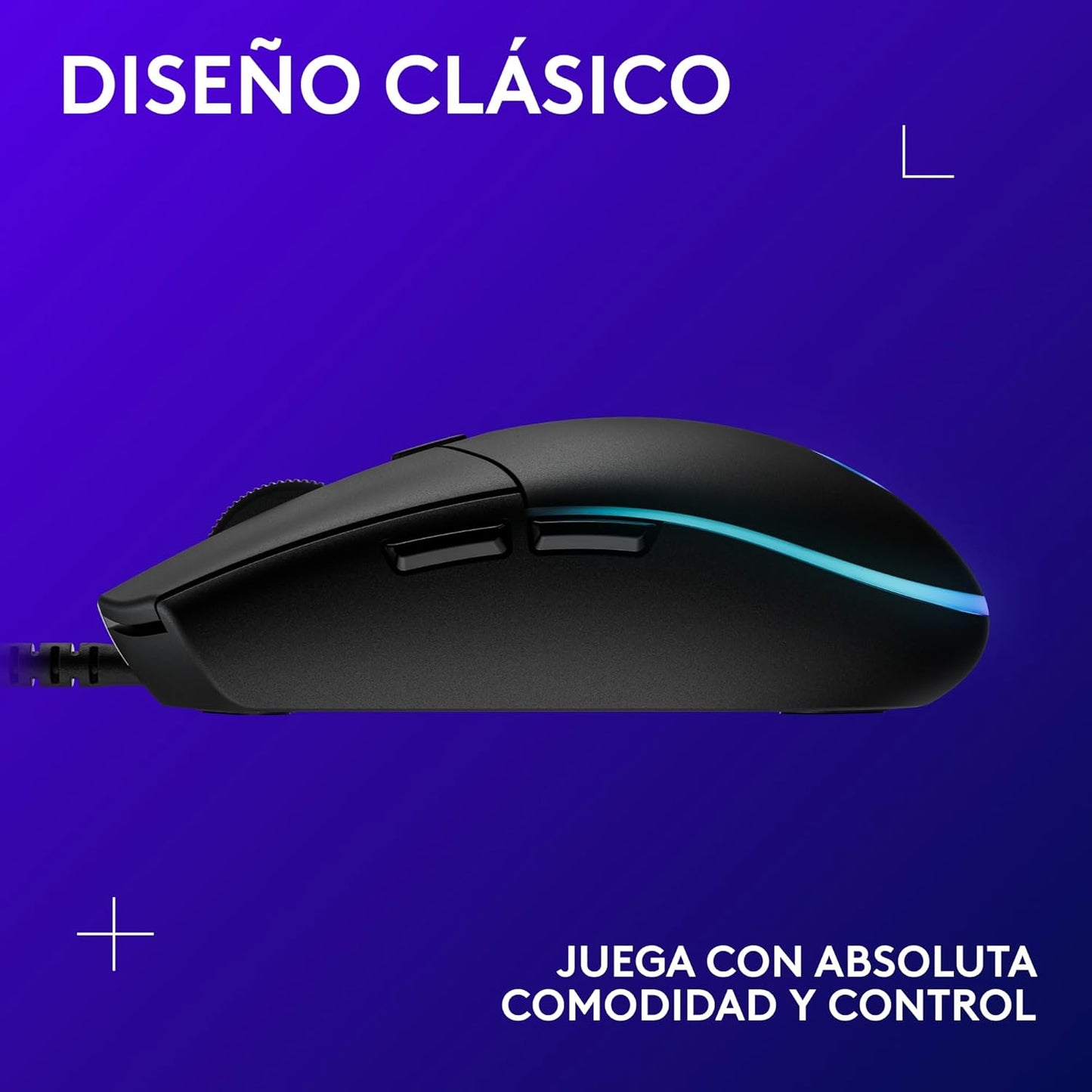 Logitech G203 Ratón USB Gaming Con Iluminación Personalizable, 6 Botones Programables, Captor 8K Para Gaming, Seguimiento De Hasta 8,000 DPI, Ultra-Ligero - Negro