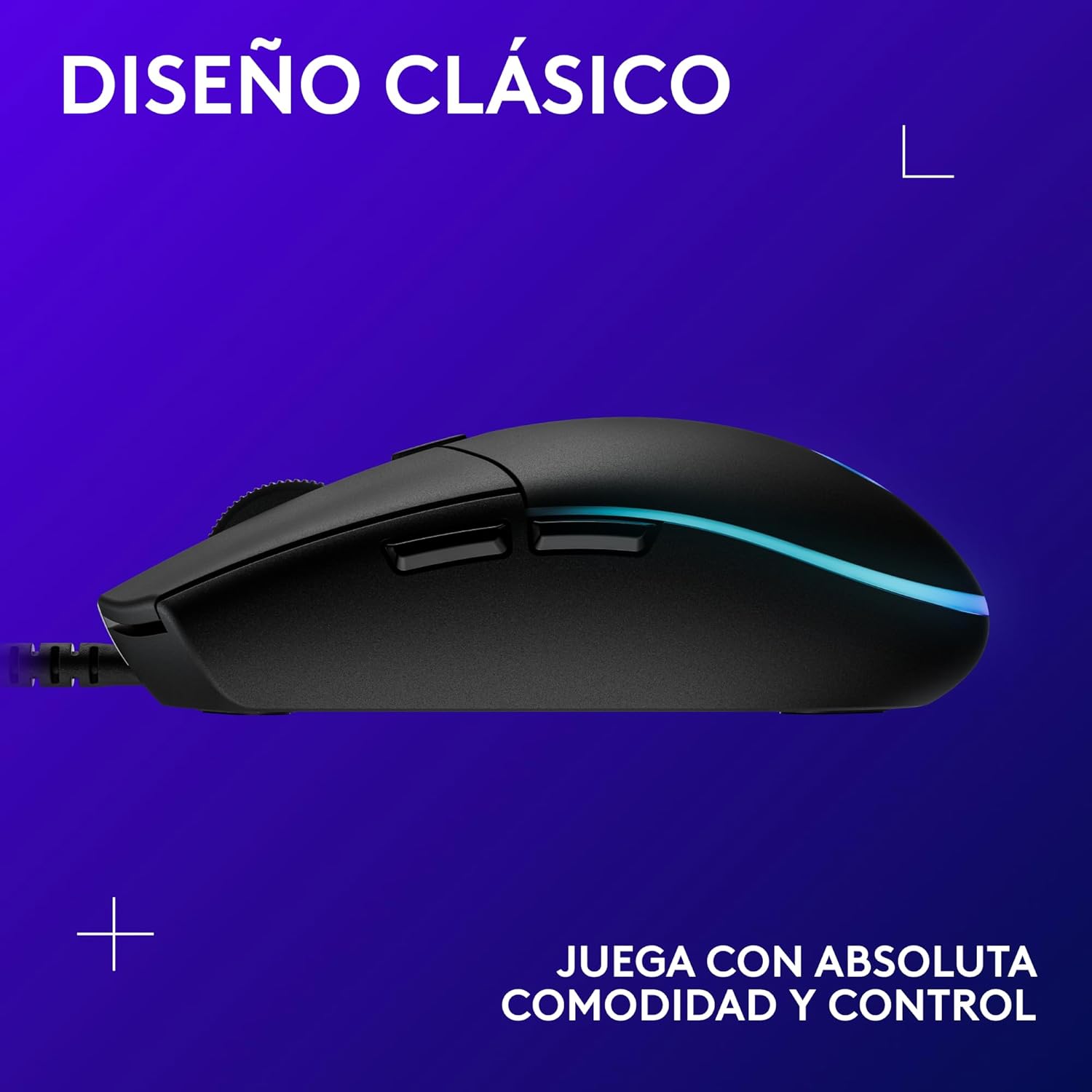 Logitech G203 Ratón USB Gaming Con Iluminación Personalizable, 6 Botones Programables, Captor 8K Para Gaming, Seguimiento De Hasta 8,000 DPI, Ultra-Ligero - Negro