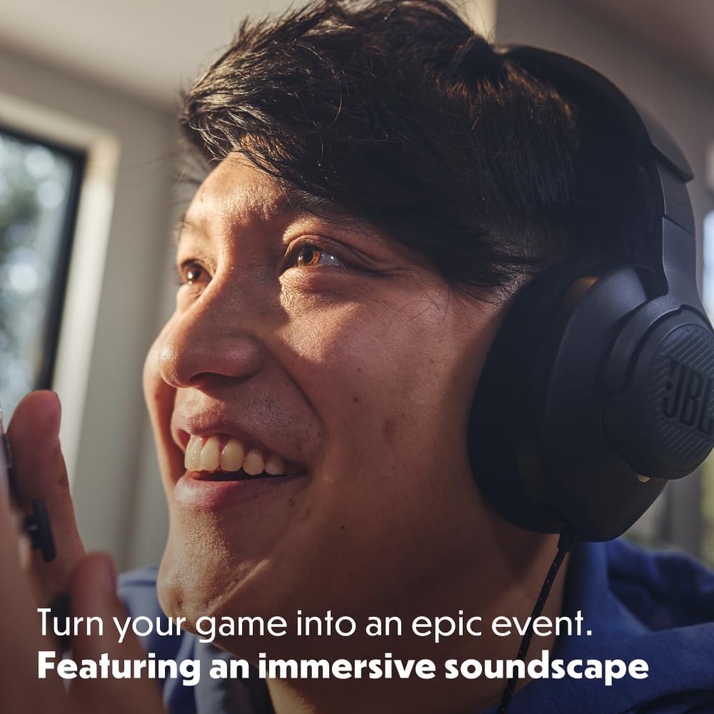 JBL Quantum Cascos  Para Gaming, Cable De Audio De 3.5 Mm, Compatibles Con Múltiples Plataformas, Micrófono Desmontable, Función De Silencio, Negro