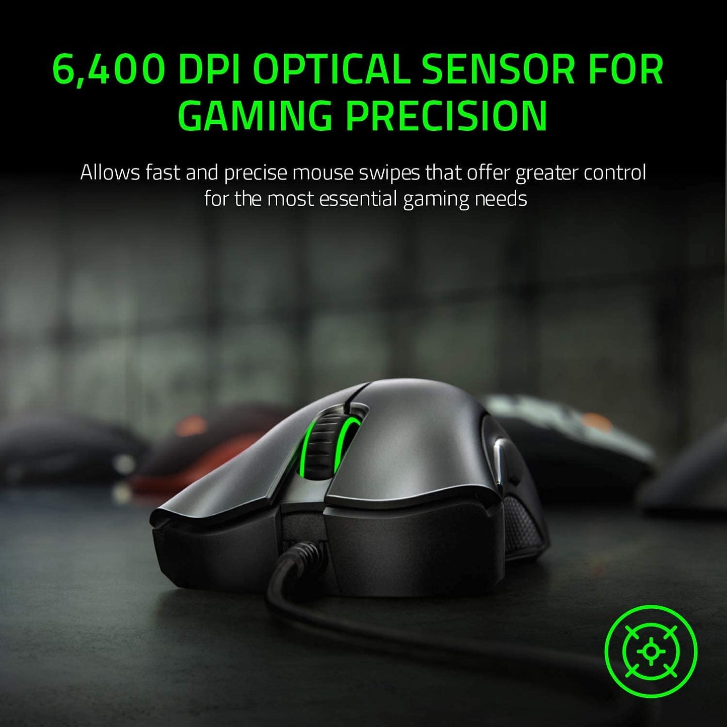 Ratón Gamer Deathadder Essential: sensor óptico de 6400 DPI, 5 botones programables, interruptores mecánicos, agarres laterales de goma